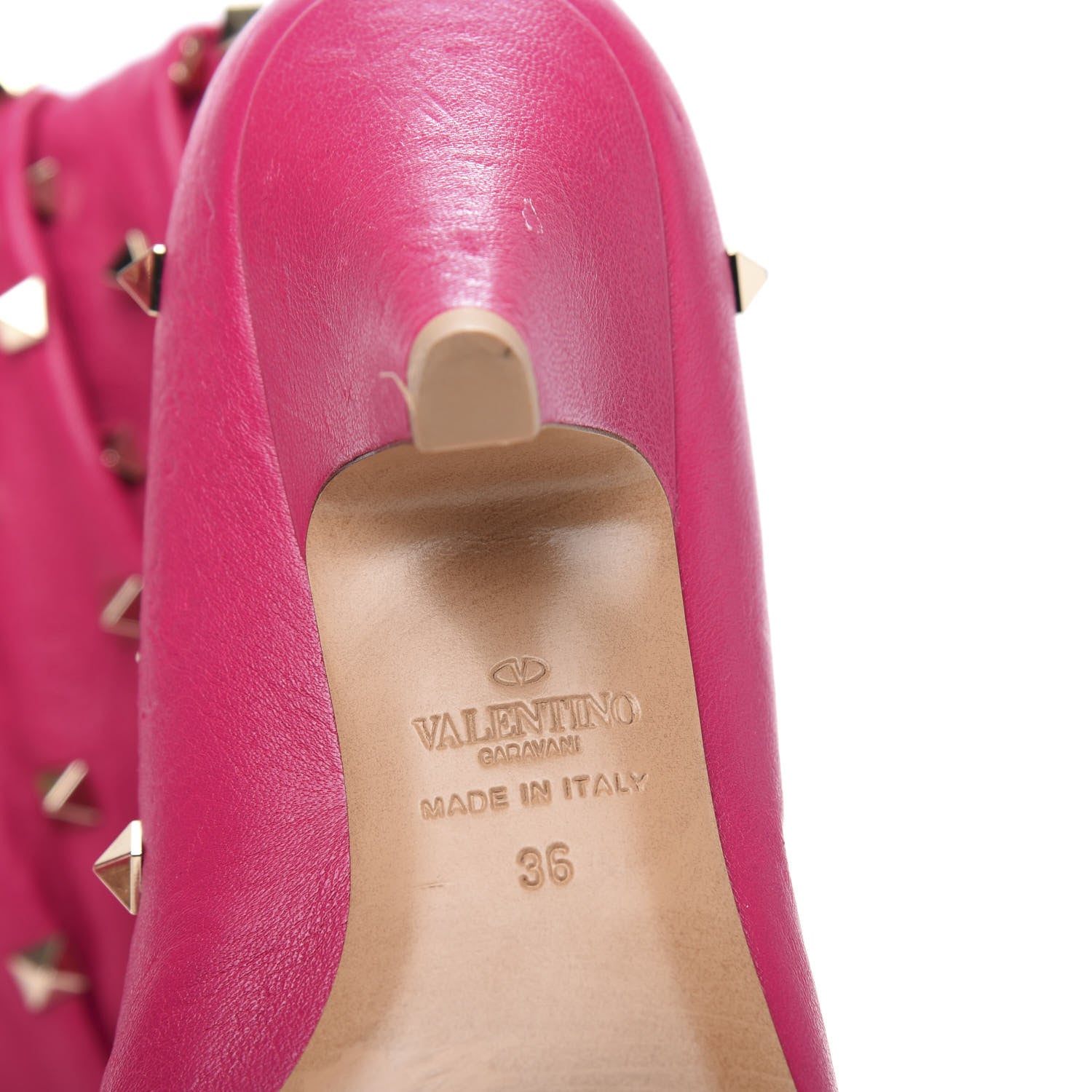 Valentino Garavani Calfskin Rockstud Slouchy Boots 36 Pink 6 of 7