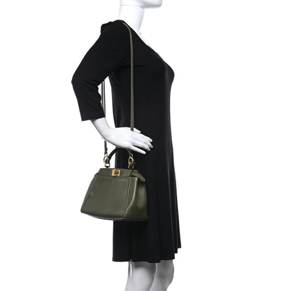 Fendi Nappa Mini Peekaboo Iconic Satchel Verde Equatore 2 of 10