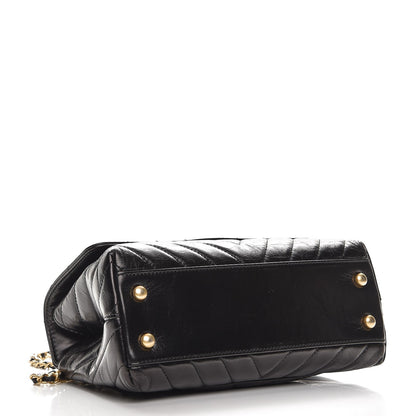 Chanel Calfskin Chevron Quilted Mini Coco Handle Flap Black 4 of 8