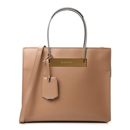Balenciaga Soft Calfskin Small Cable Shopper Tote Blanc Creme 1 of 10