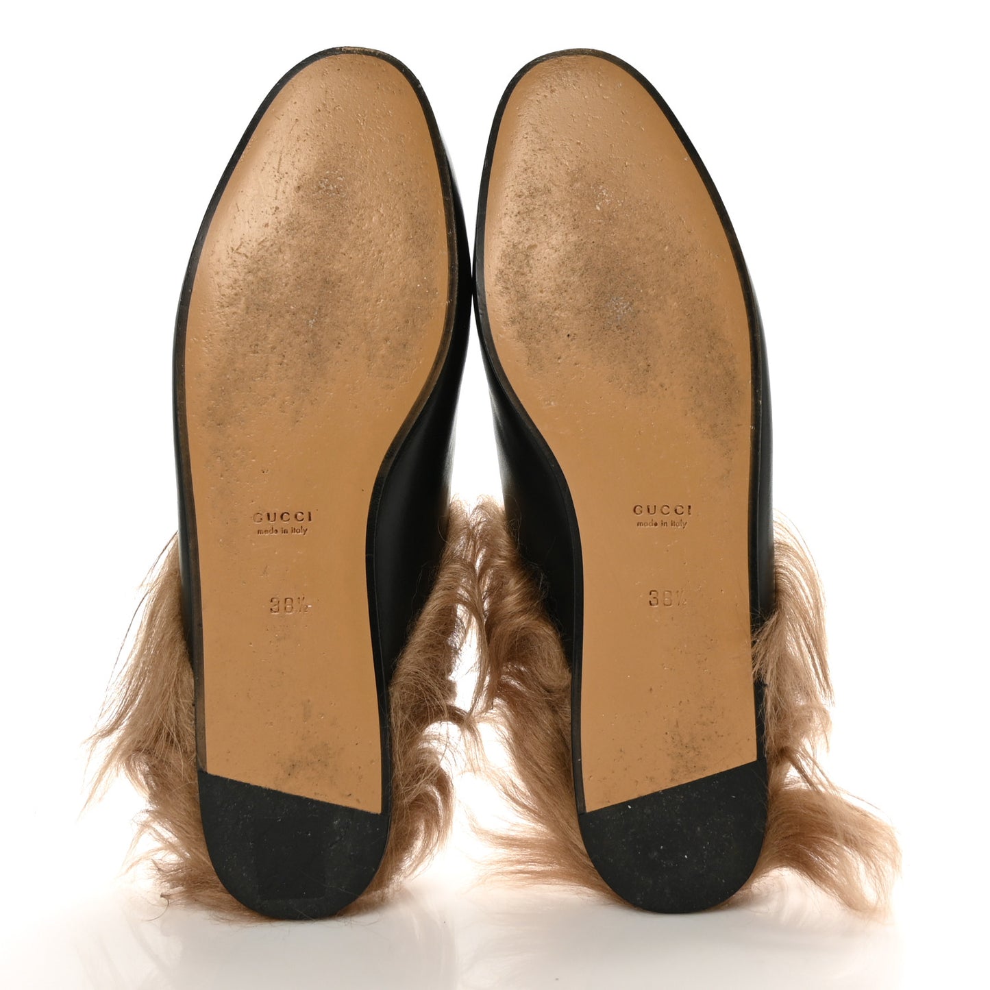 Calfskin Fur Womens Princetown Slippers 38.5 Black