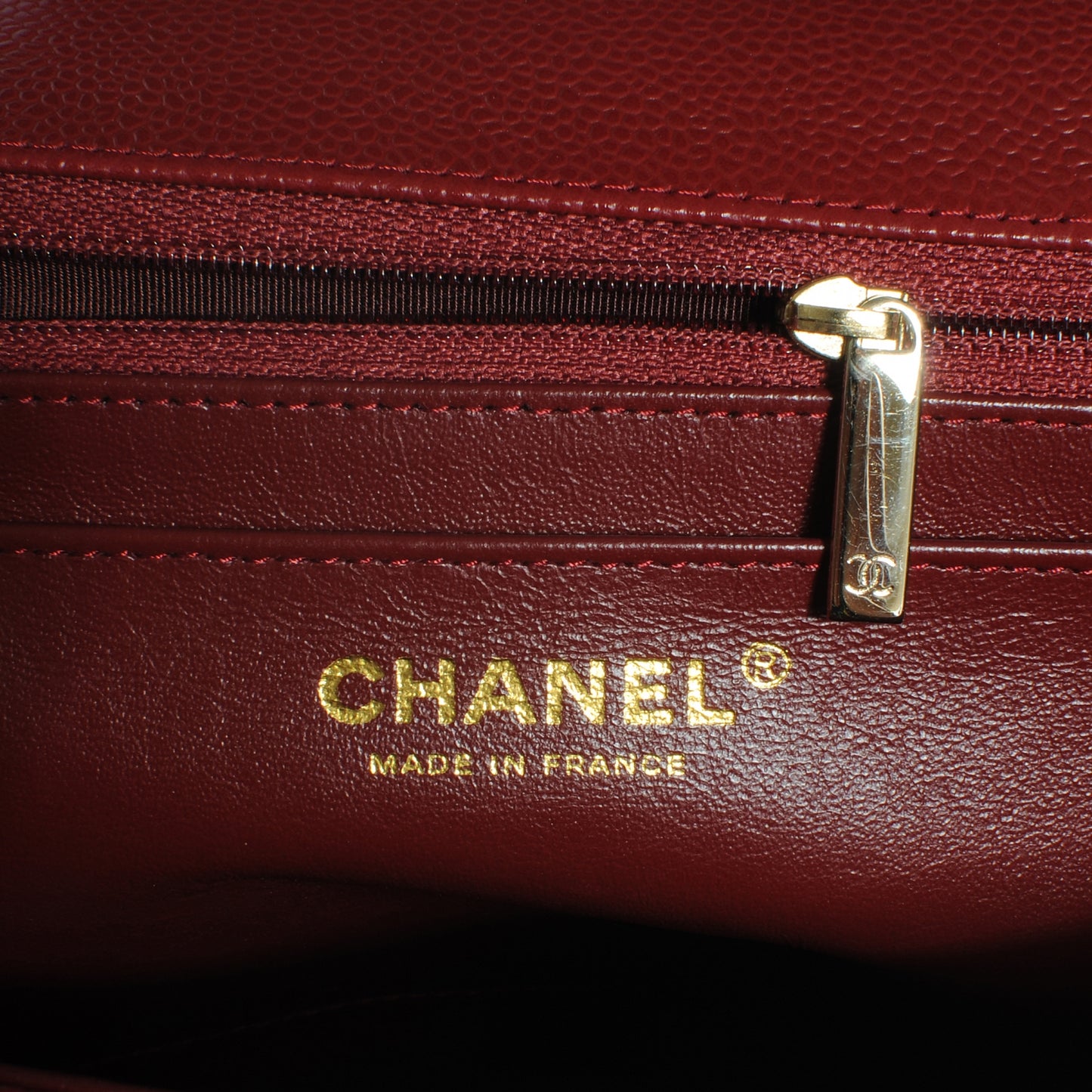Caviar Jumbo Single Flap Dark Red
