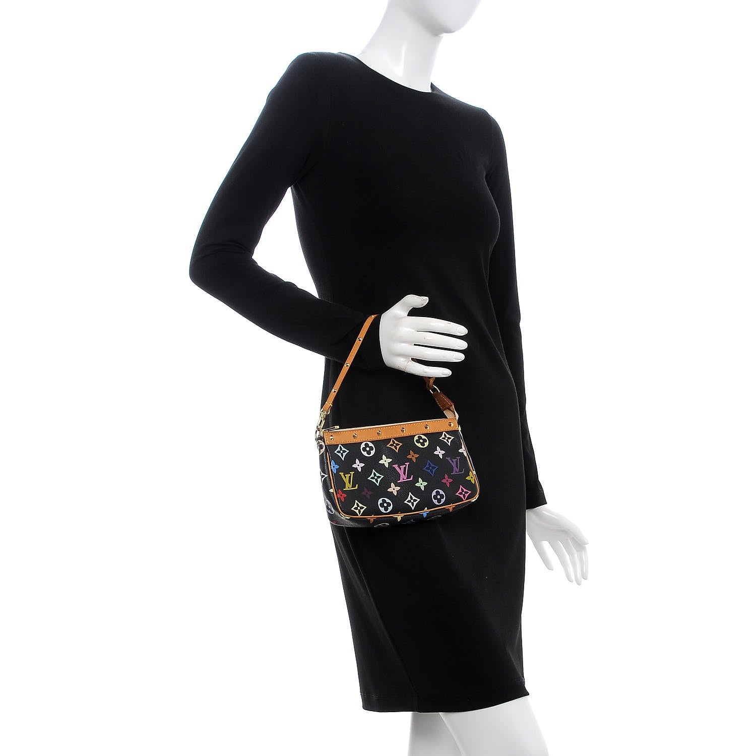 Louis Vuitton Monogram Multicolor Pochette Accessories Black 2 of 9