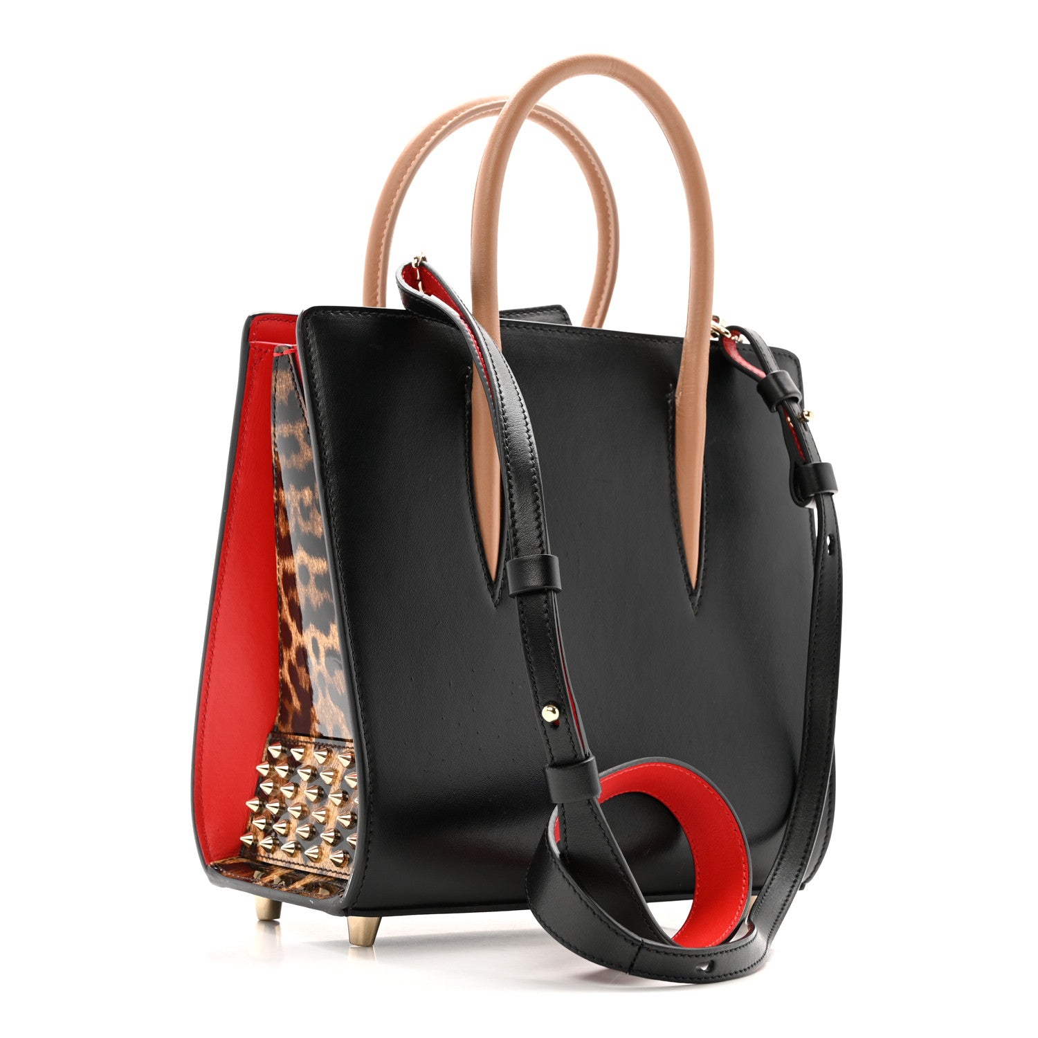 Christian Louboutin Calfskin Patent Leopard Studded Small Paloma Black 3 of 12
