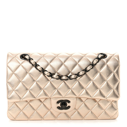 Chanel Metallic Lambskin Quilted Medium Double Flap Gold Black 1 of 12