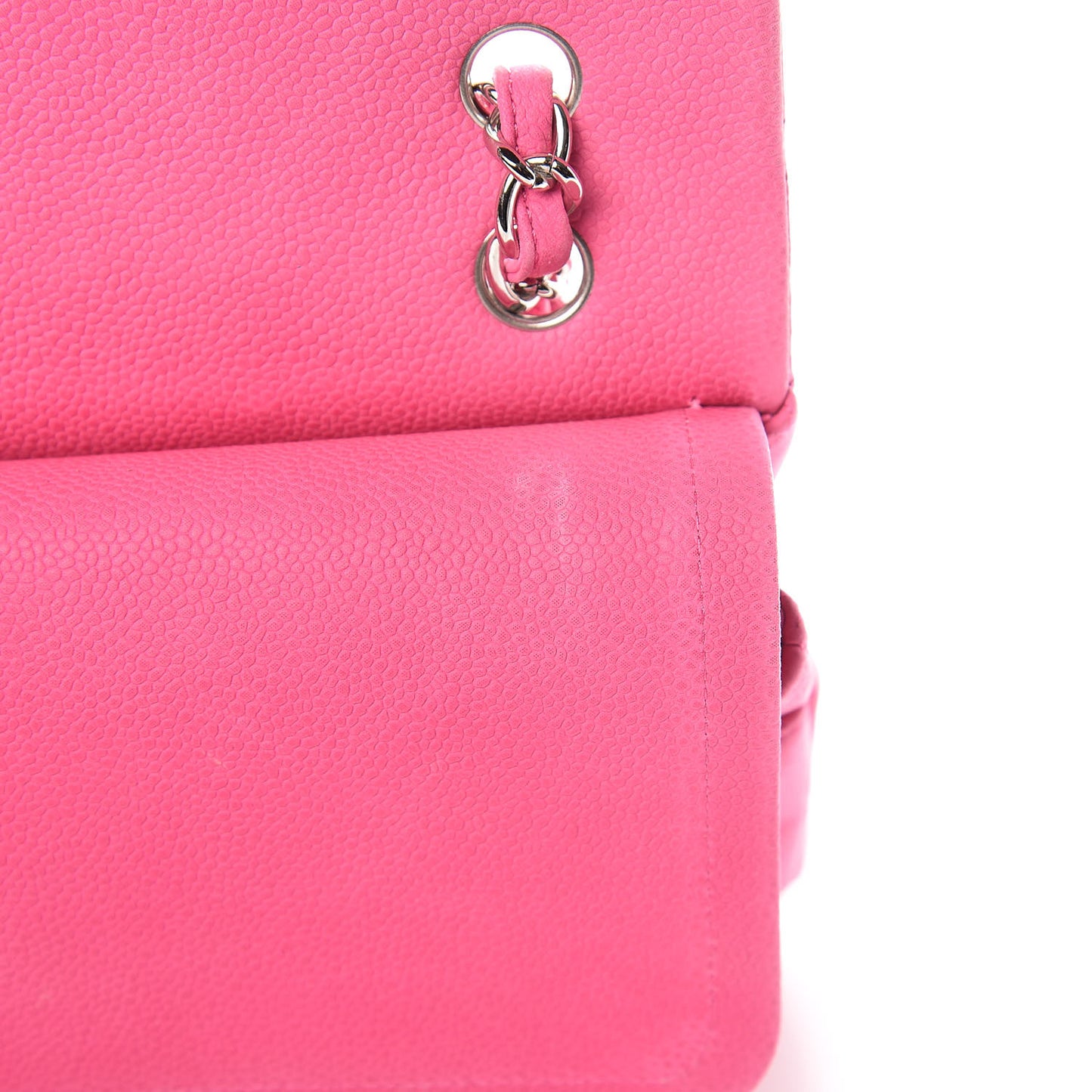 Iridescent Caviar Quilted Maxi Double Flap Hot Pink