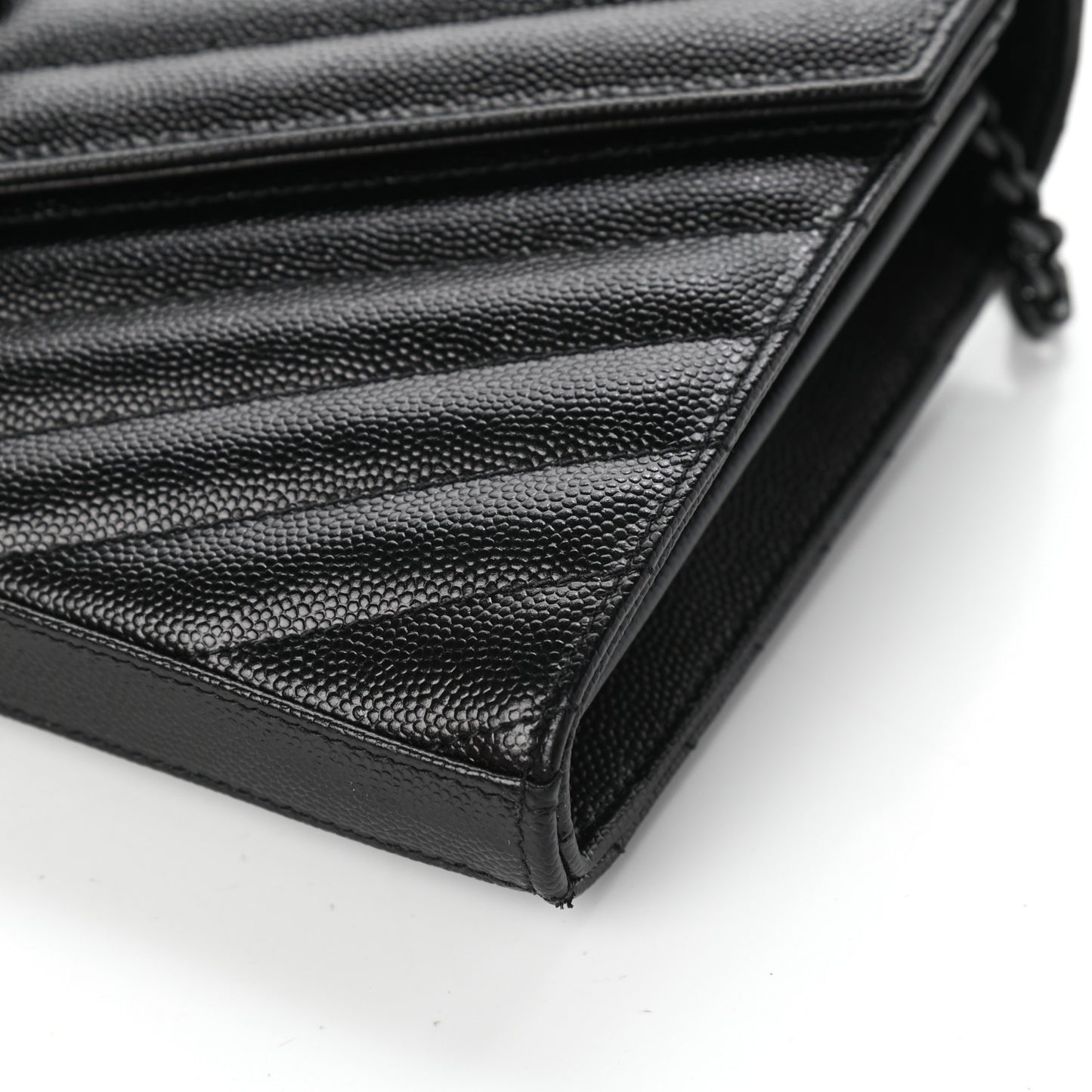 Grain De Poudre Matelasse Chevron Monogram Chain Wallet Black