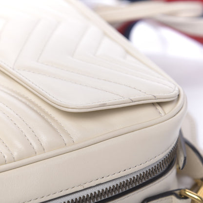 Gucci Calfskin Matelasse Sylvie Web Small GG Marmont Top Handle Shoulder Bag White 14 of 20