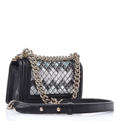 Chanel Lambskin Tile Embroidered Small Brasserie Mosaic Boy Flap Black Multicolor 3 of 7