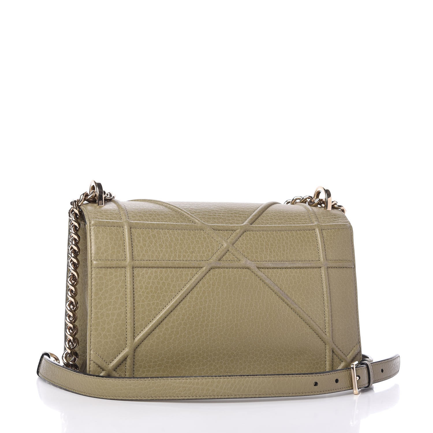 Christian Dior Grained Calfskin Medium Diorama Flap Bag Grey Green 3 of 10