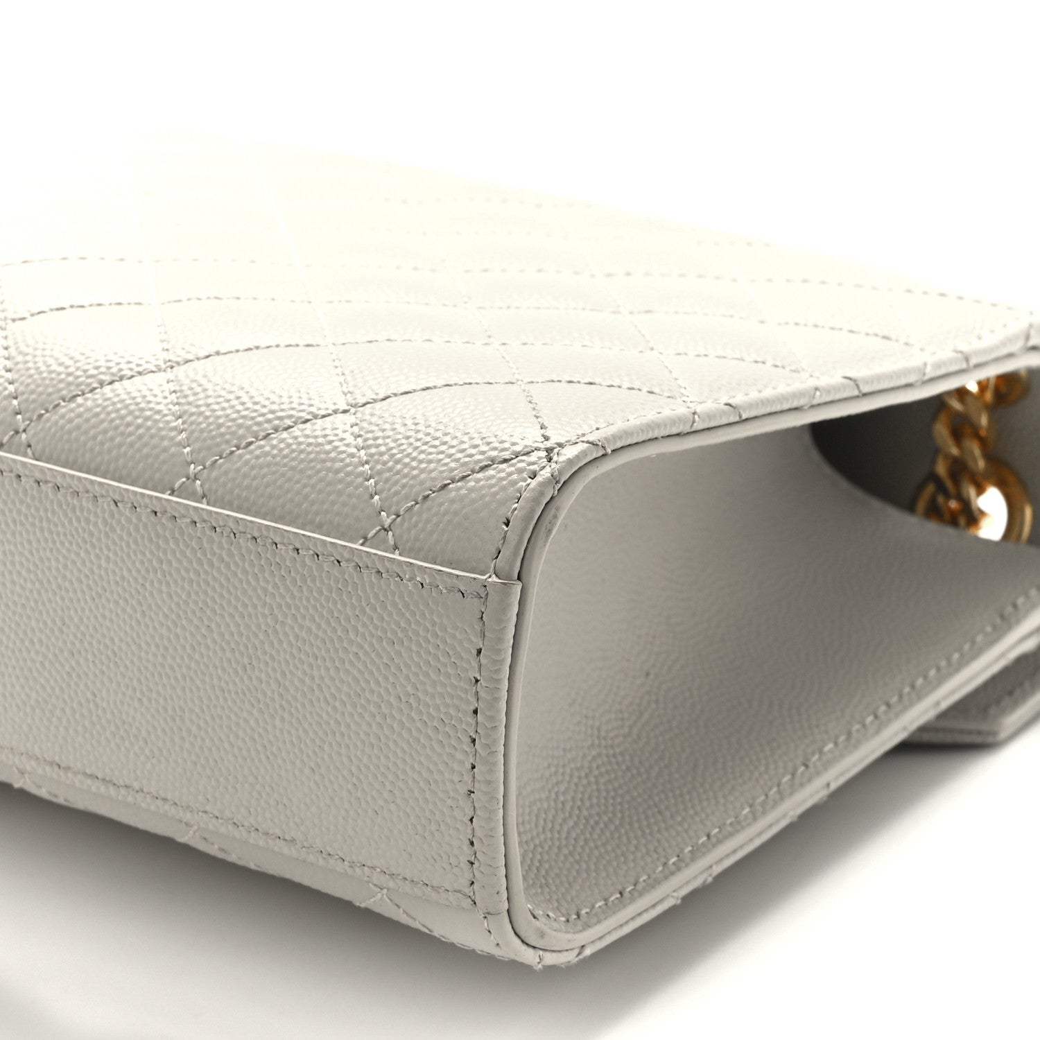 Saint Laurent Grain De Poudre Textured Mixed Matelasse Medium Triquilt Monogram Satchel Crema Soft 13 of 14