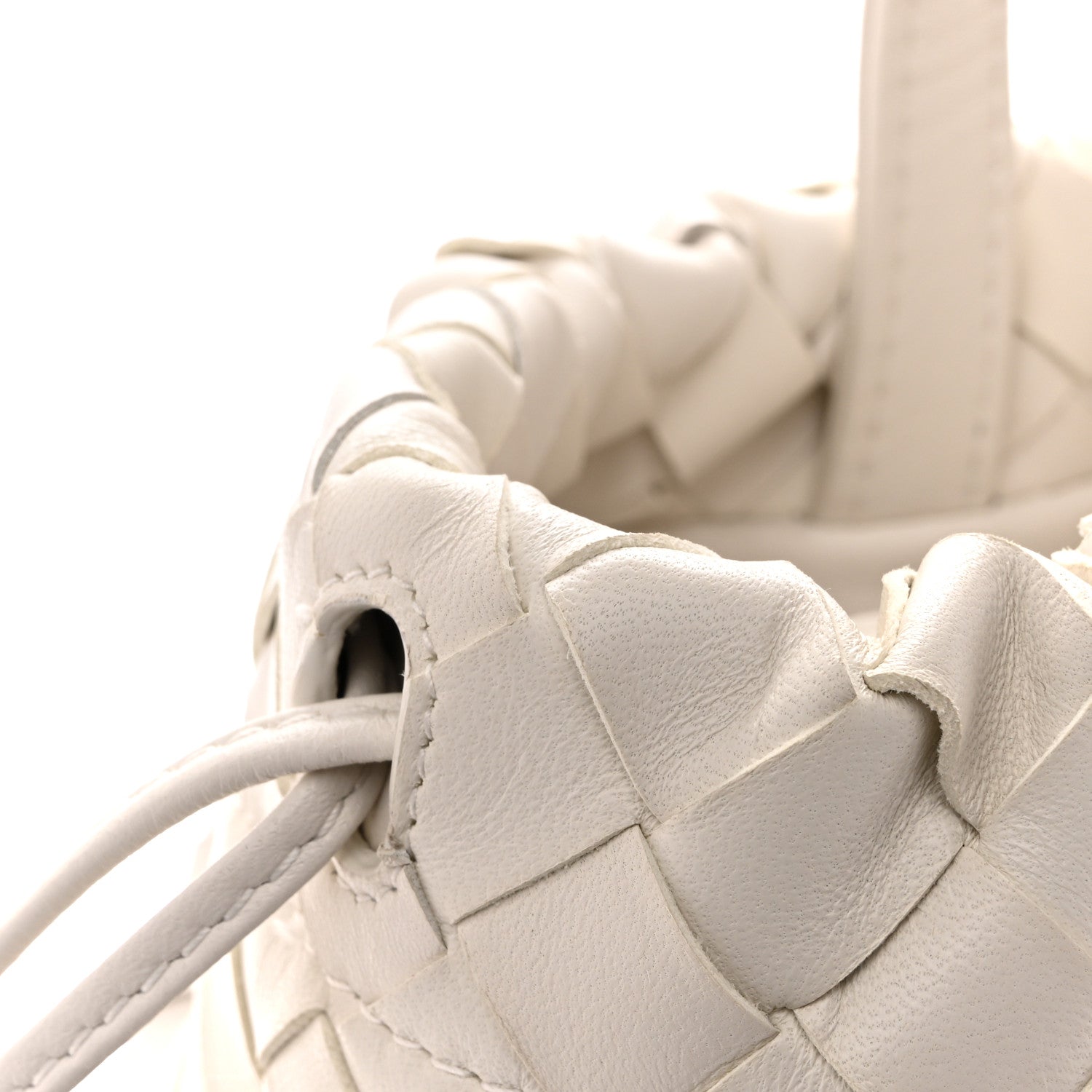 Bottega Veneta Calfskin Intrecciato Small Castello Bucket Bag White 11 of 12