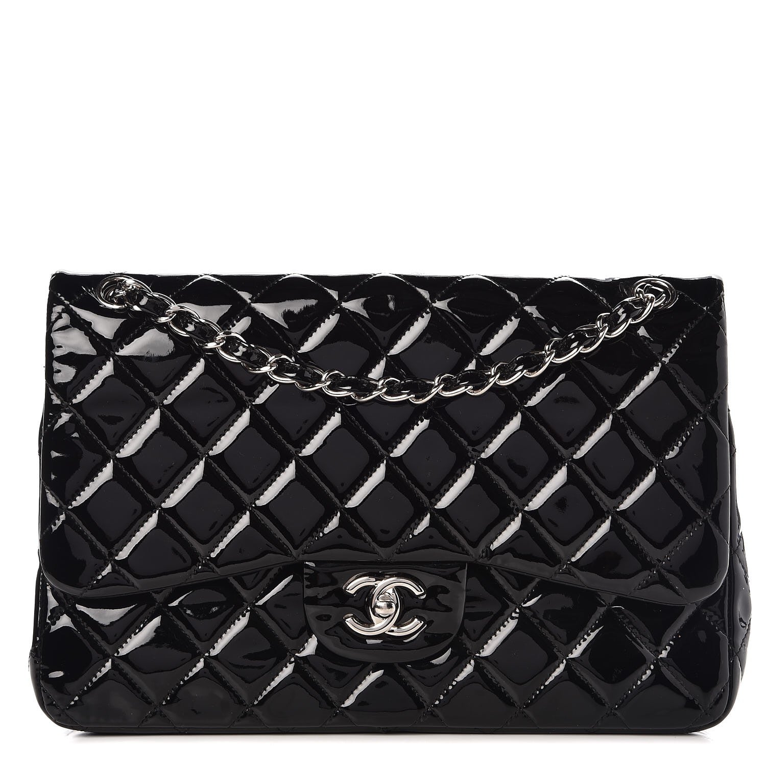 Chanel Patent Quilted Jumbo Double Flap Black 1 of 15