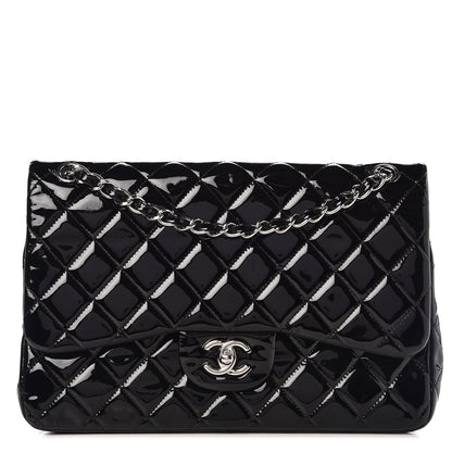 Chanel Patent Quilted Jumbo Double Flap Black 1 of 15