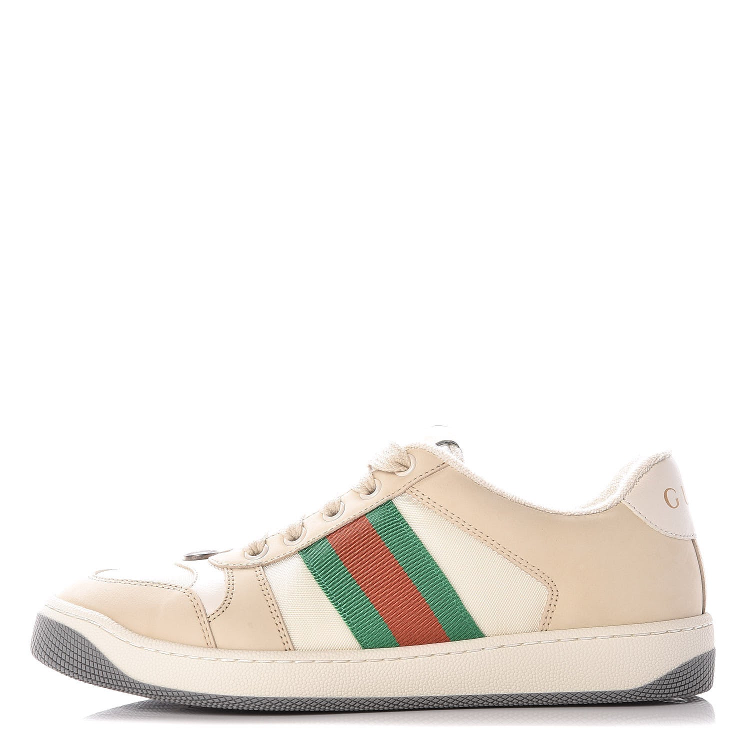 Gucci Nylon Nubuck Web Womens Screener Sneakers 36.5 Mystic White Dusty Milk 1 of 9