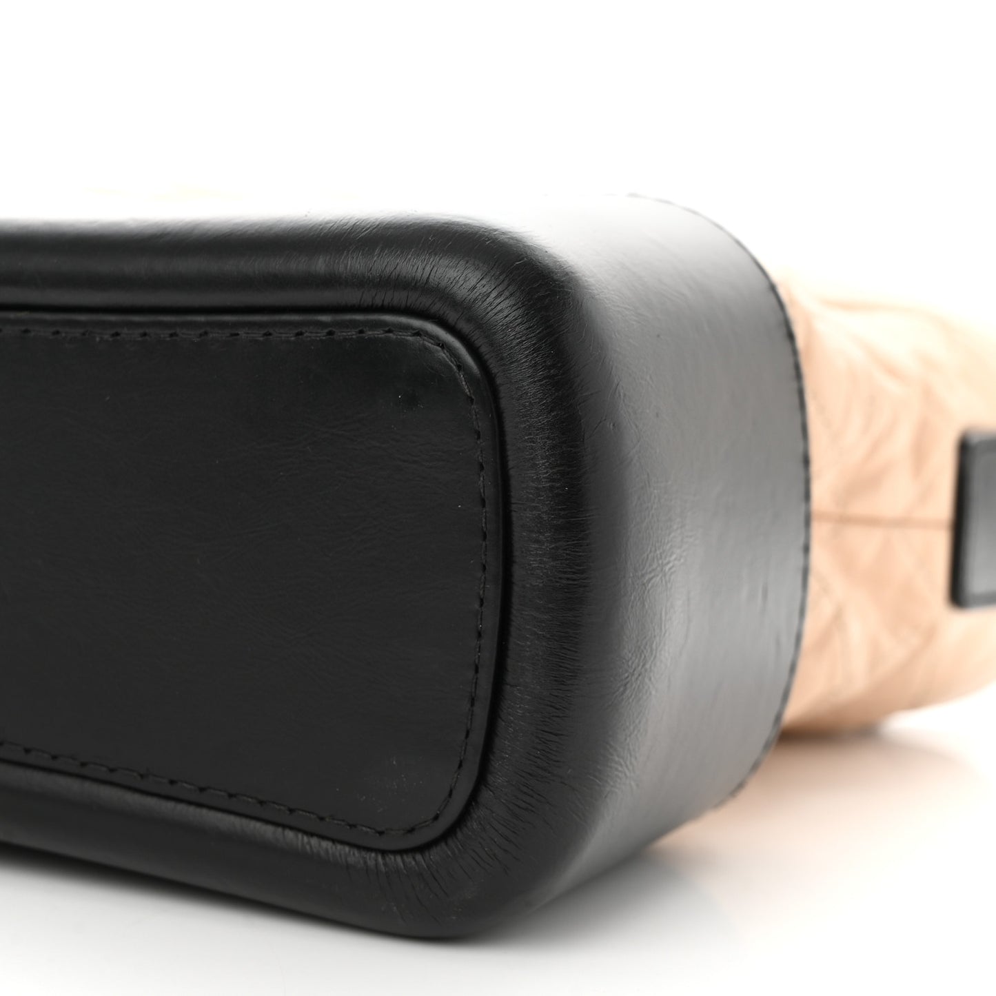 Aged Calfskin Quilted Medium Gabrielle Hobo Beige Black