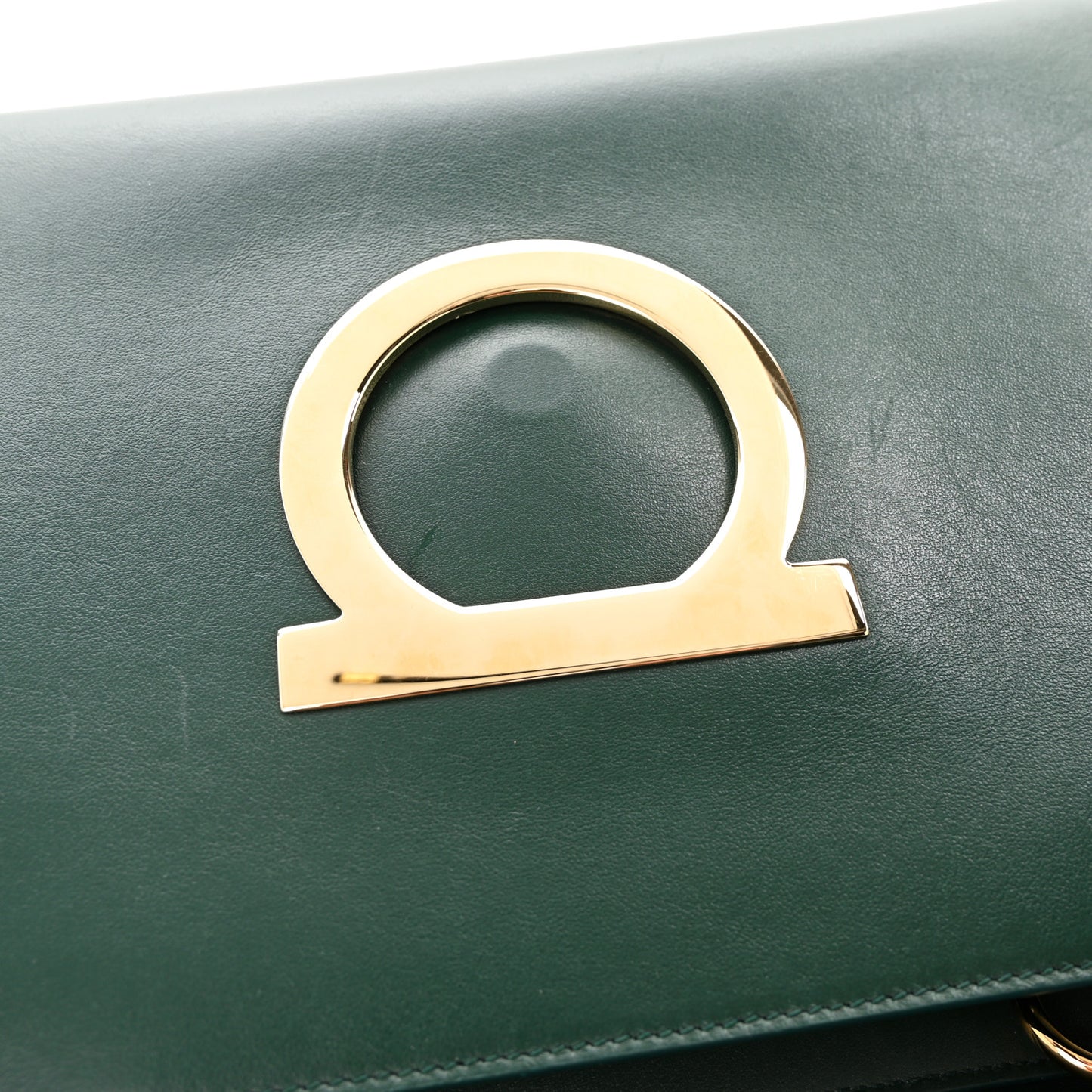 Calfskin Thalia Flap Top Handle Satchel Dark Green