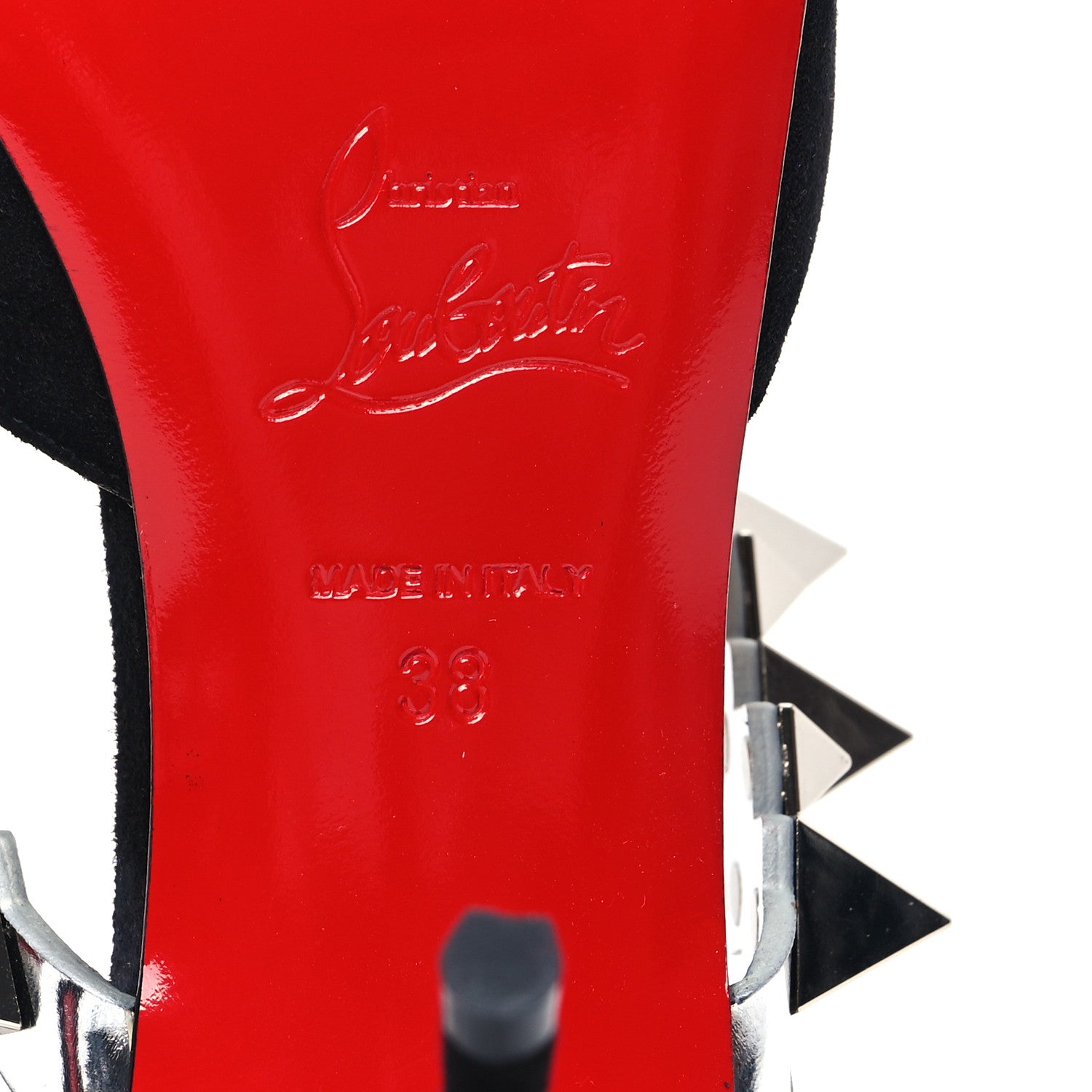 Christian Louboutin Veau Velours Specchio Planet Choc 80 Mule 38 Black 8 of 9