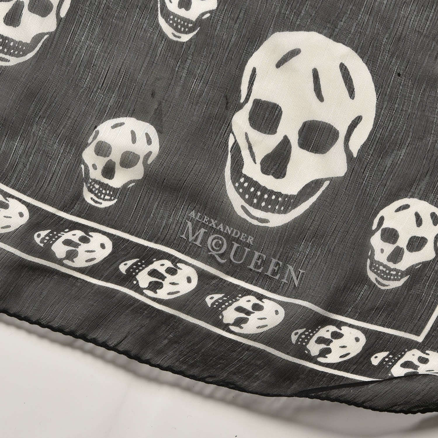 Alexander McQueen Silk Chiffon Skull Scarf Black Ivory 4 of 6