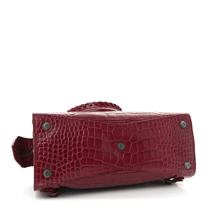 Balenciaga Calfskin Crocodile Embossed Neo Classic Silver Hardware S City Raspberry 4 of 9