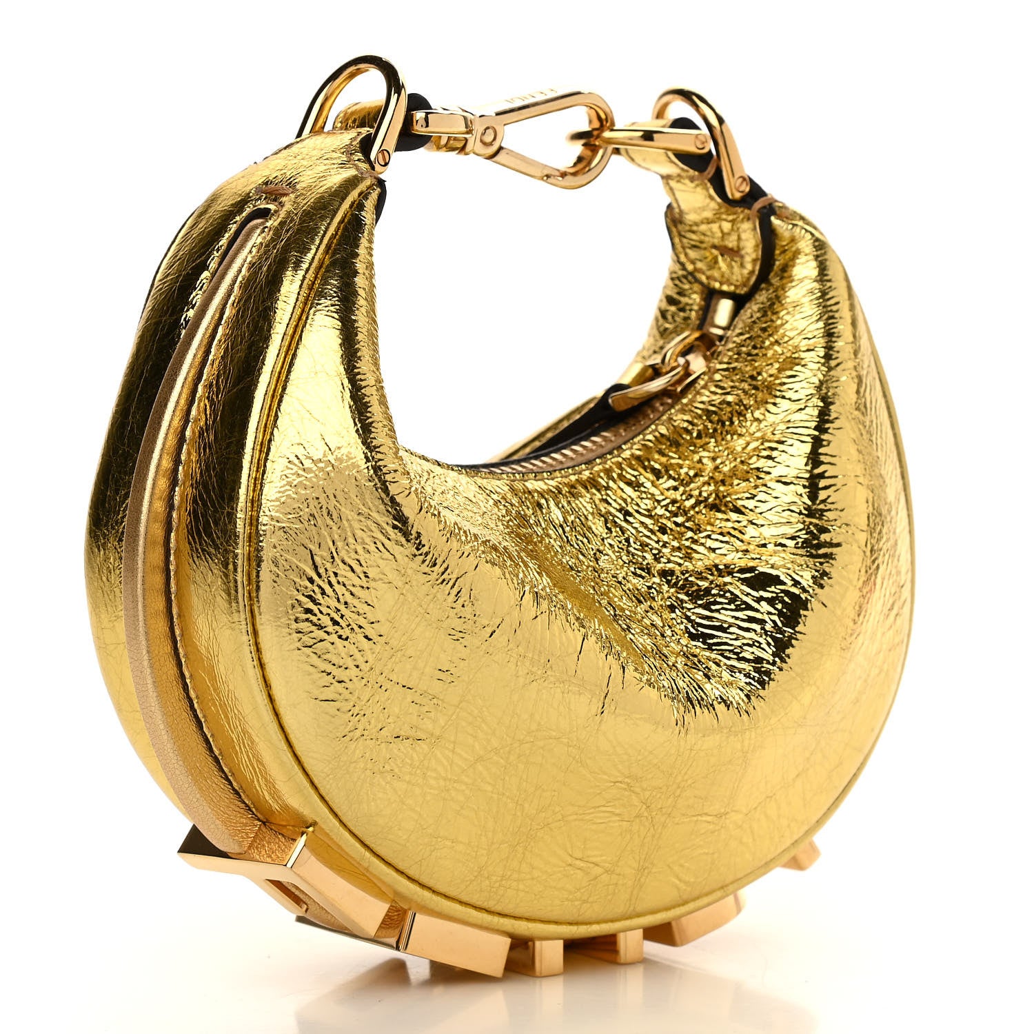 Fendi Rock Millenium Nano Fendigraphy Hobo Charm Gold 2 of 10