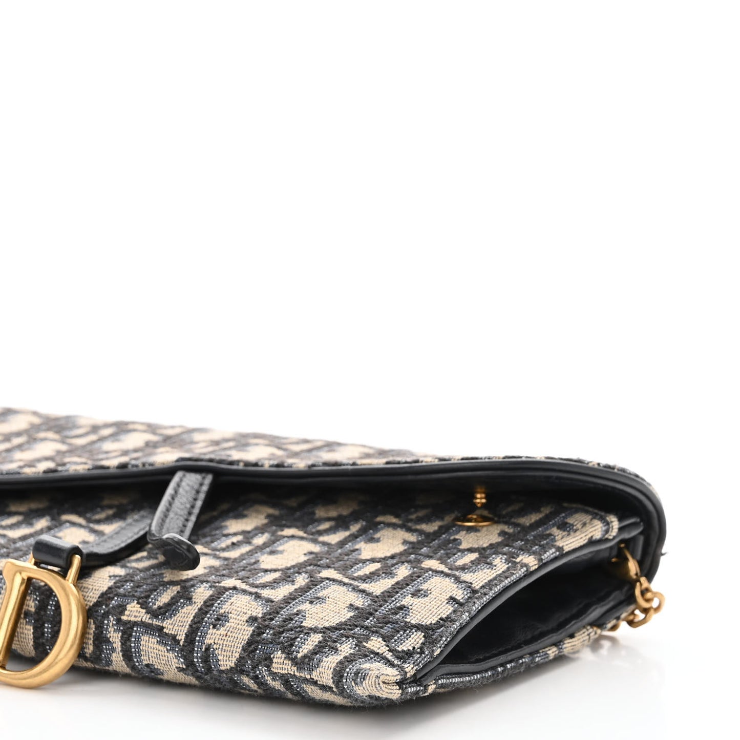 Oblique Saddle Chain Long Wallet Blue