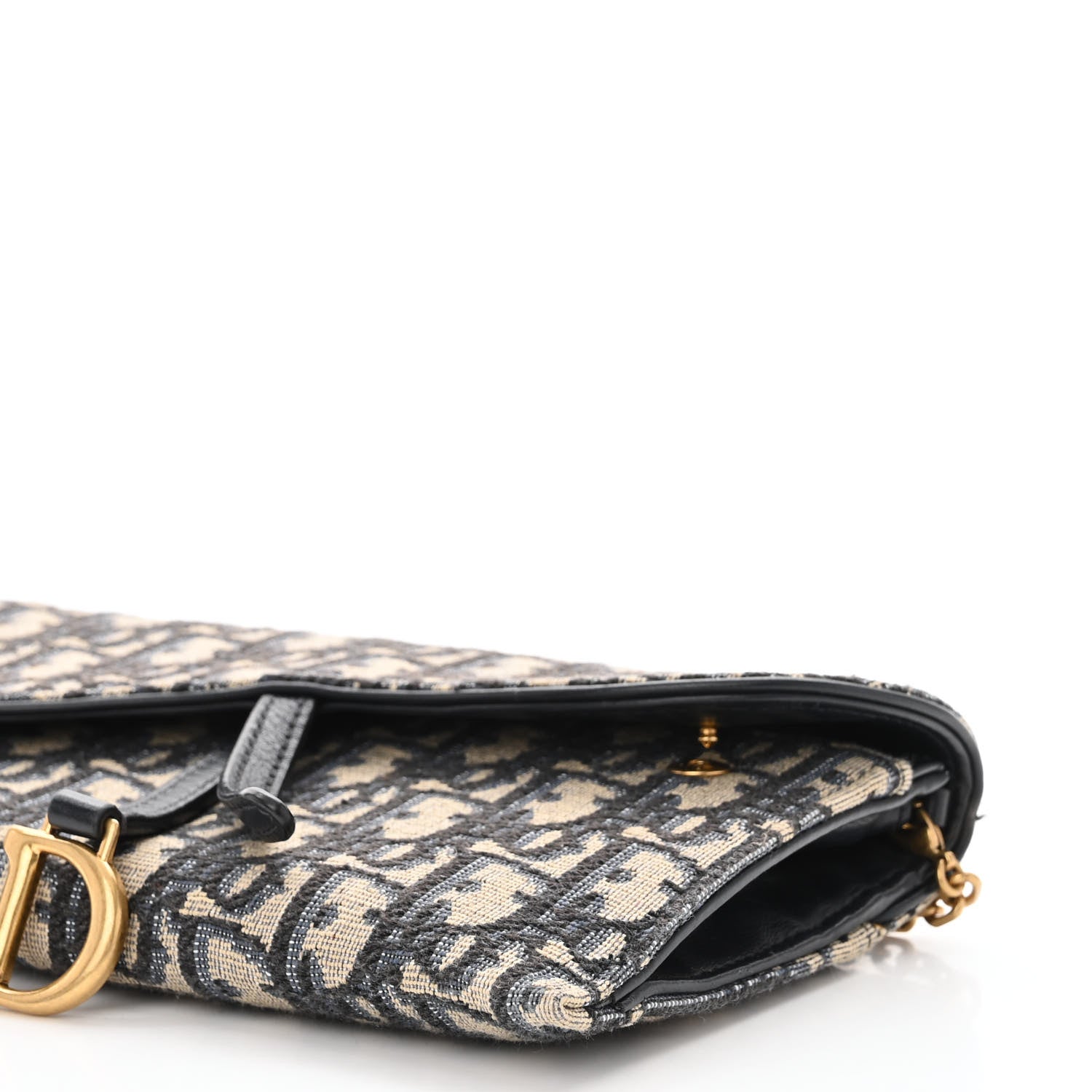 Christian Dior Oblique Saddle Chain Long Wallet Blue 10 of 10