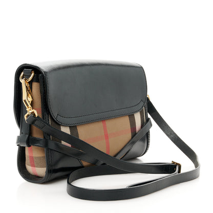 Burberry House Check Bridle Calfskin Small Abbott Crossbody Bag Black 3 of 10