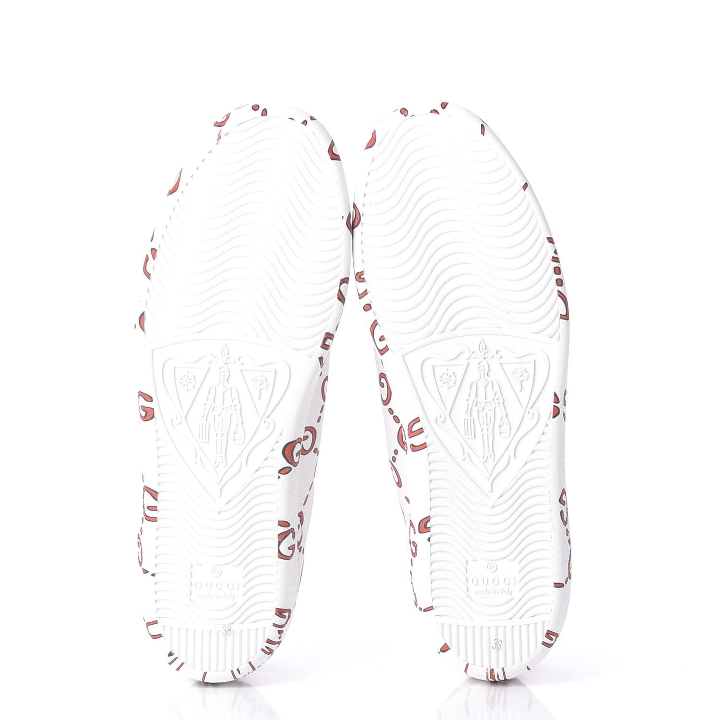 Calfskin GucciGhost Print Womens Ace Sneakers 38 White Hibiscus Red