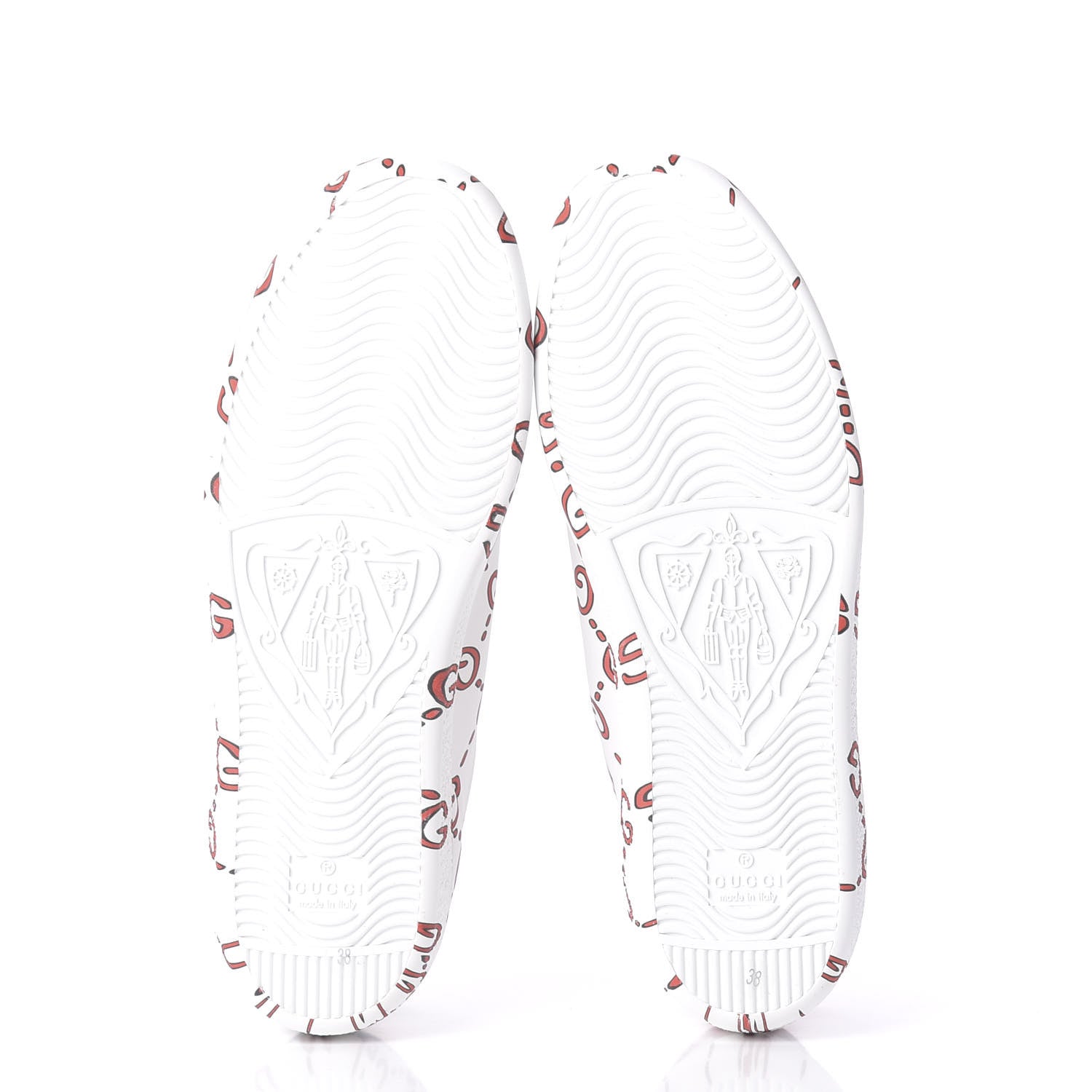 Gucci Calfskin GucciGhost Print Womens Ace Sneakers 38 White Hibiscus Red 6 of 11