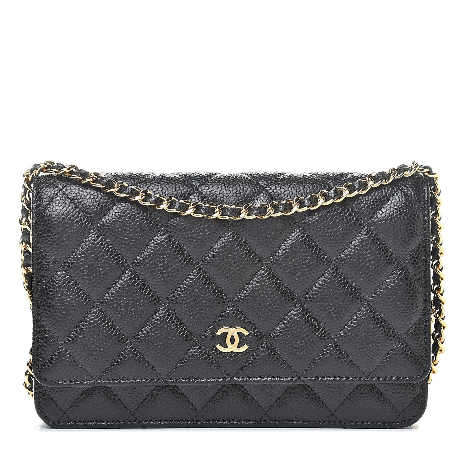 Caviar Quilted Wallet On Chain WOC Black