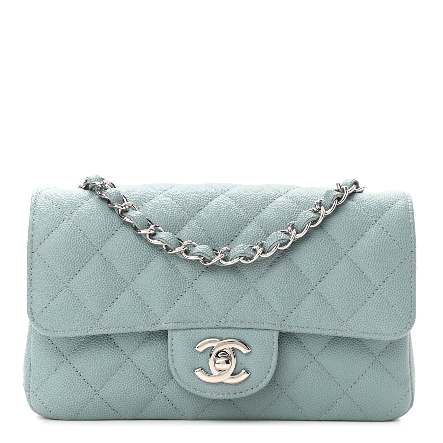 Caviar Quilted Mini Rectangular Flap Green