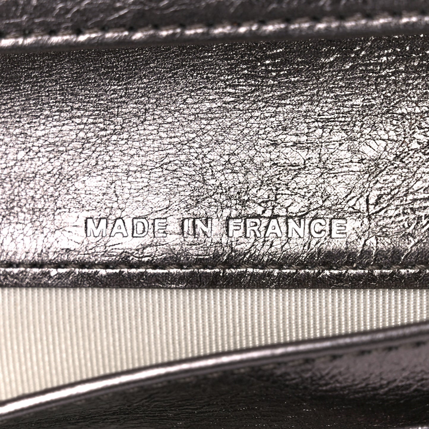 Metallic Calfskin Striped Quilted Reissue Flap Wallet Dark Silver