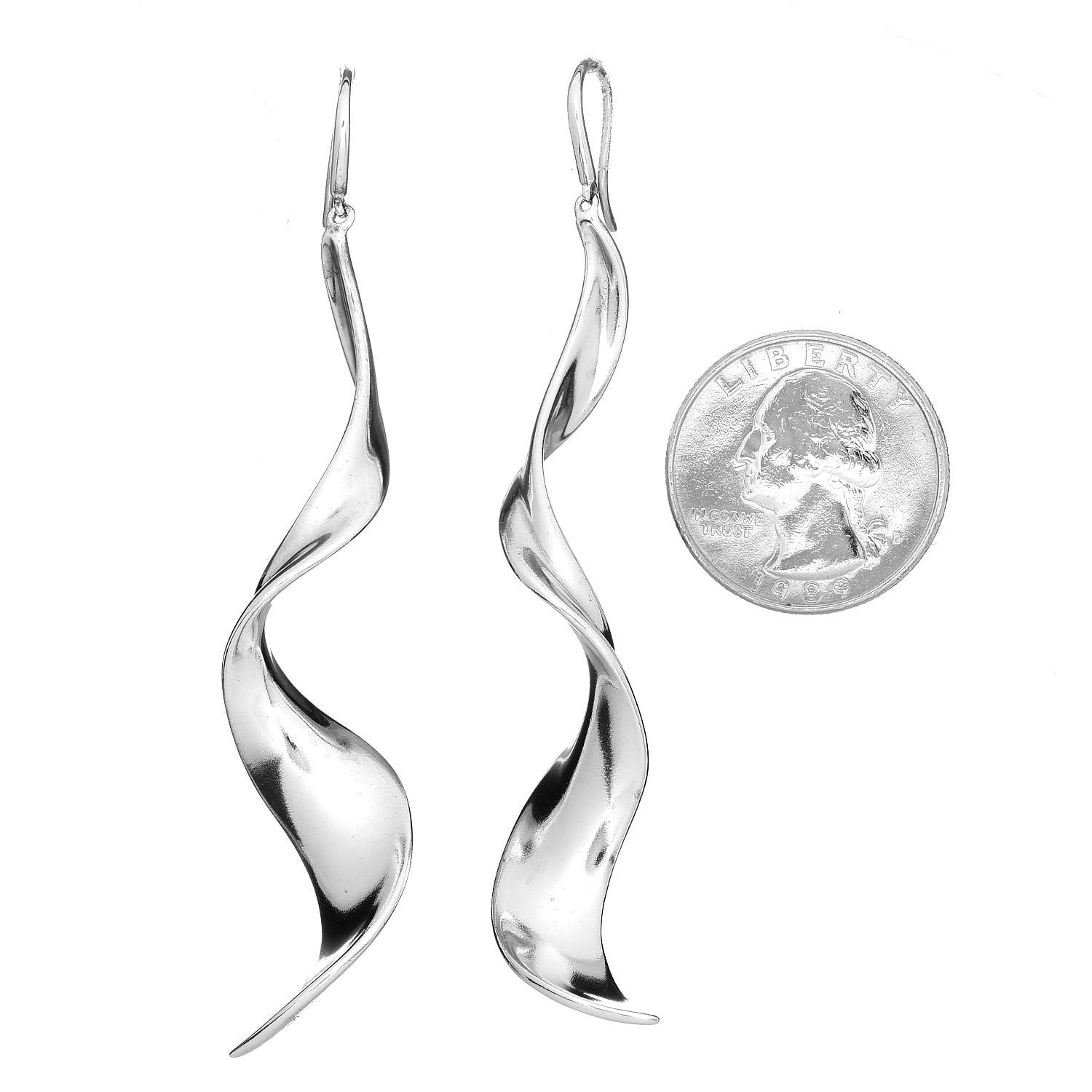 Tiffany Sterling Silver Frank Gehry Orchid Drop Earrings 2 of 4