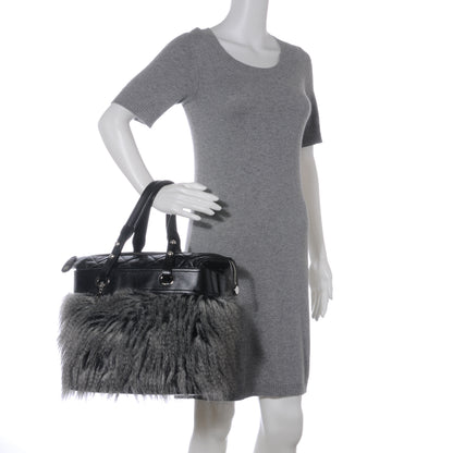 Chanel Quilted Lambskin Fantasy Fur Shopper Tote Black 2 of 7