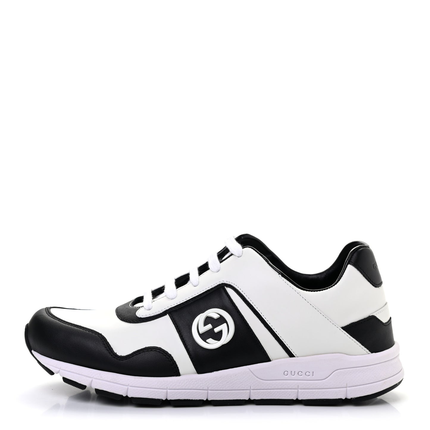 Calfskin Womens Interlocking G Sneakers 40 Black White