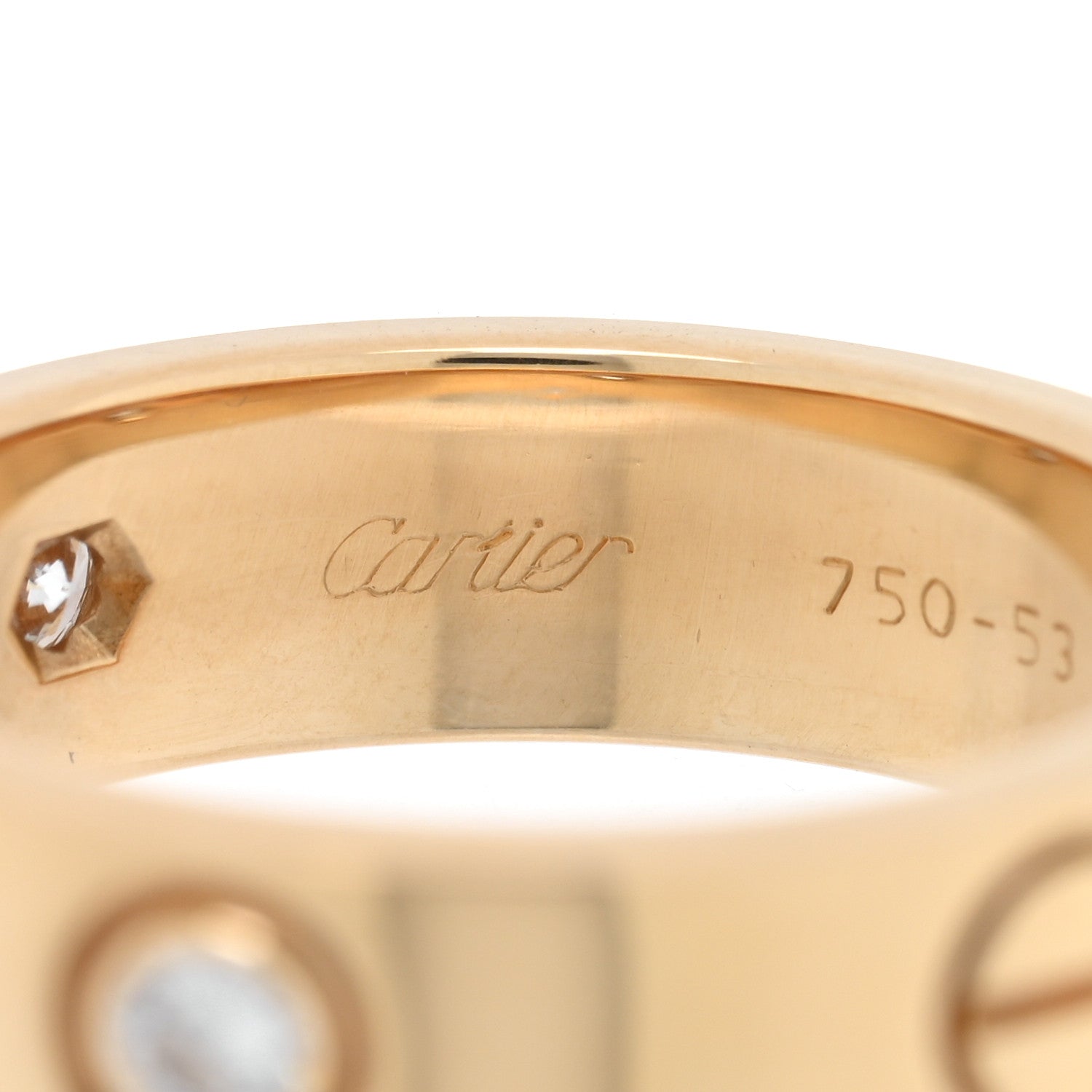 Cartier 18K Yellow Gold 3 Diamond 5.5mm LOVE Ring 53 6.25 4 of 4