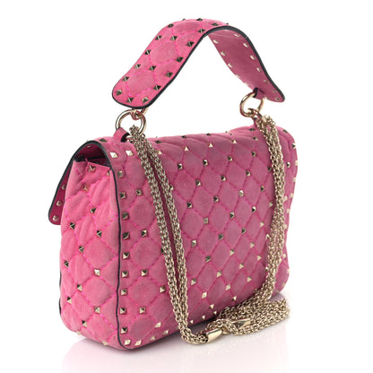 Valentino Garavani Suede Medium Rockstud Spike Shoulder Bag Bright Fuxia 3 of 8