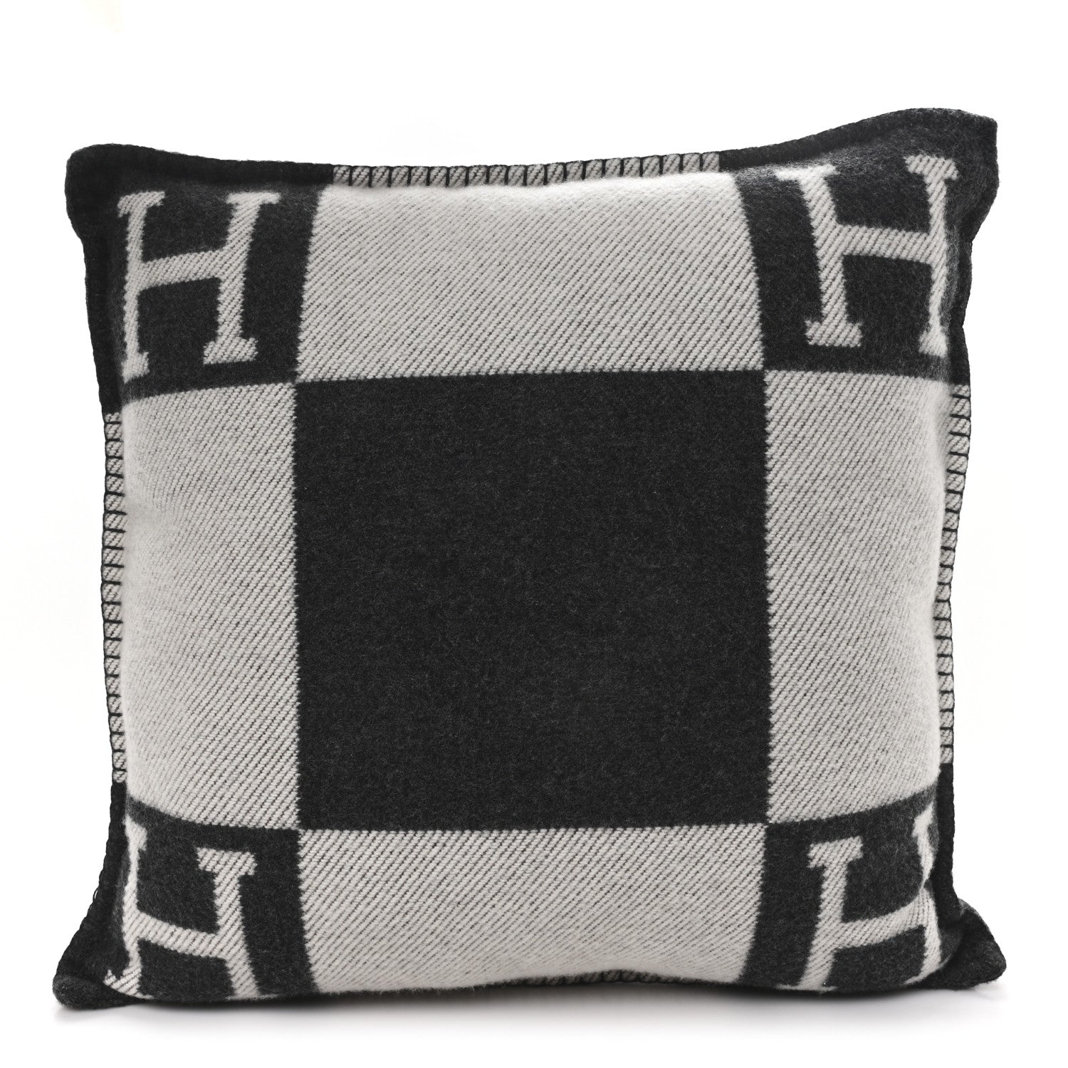Hermes Wool Cashmere Avalon Pillow PM Ecru Gris Fonce 1 of 3