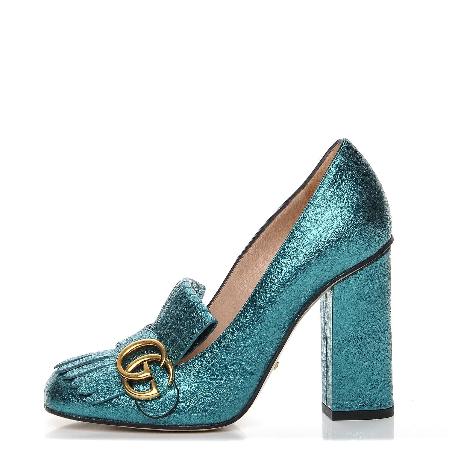 Gucci Galassia GG Marmont Fringe 105mm Loafer Pumps 37.5 Turchese 1 of 9