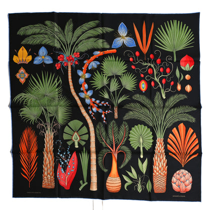 Hermes Silk Index Bromeliaceae Scarf 90 Black Vert Orange 1 of 3