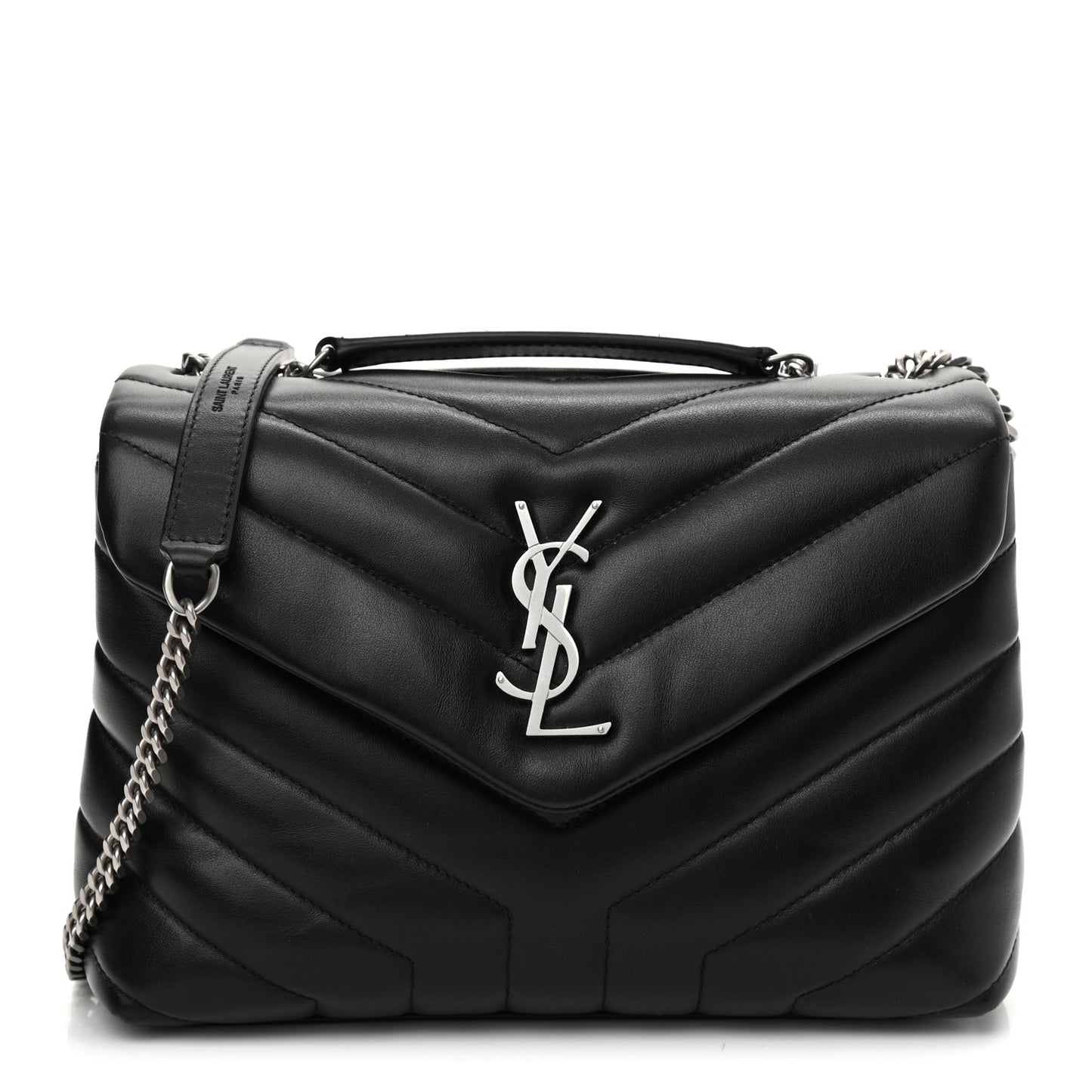 Calfskin Y Quilted Monogram Small Loulou Chain Satchel Black