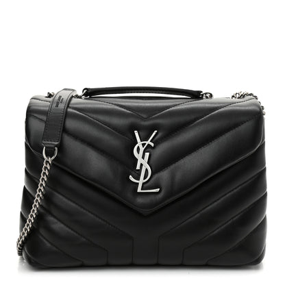 Saint Laurent Calfskin Y Quilted Monogram Small Loulou Chain Satchel Black 1 of 11