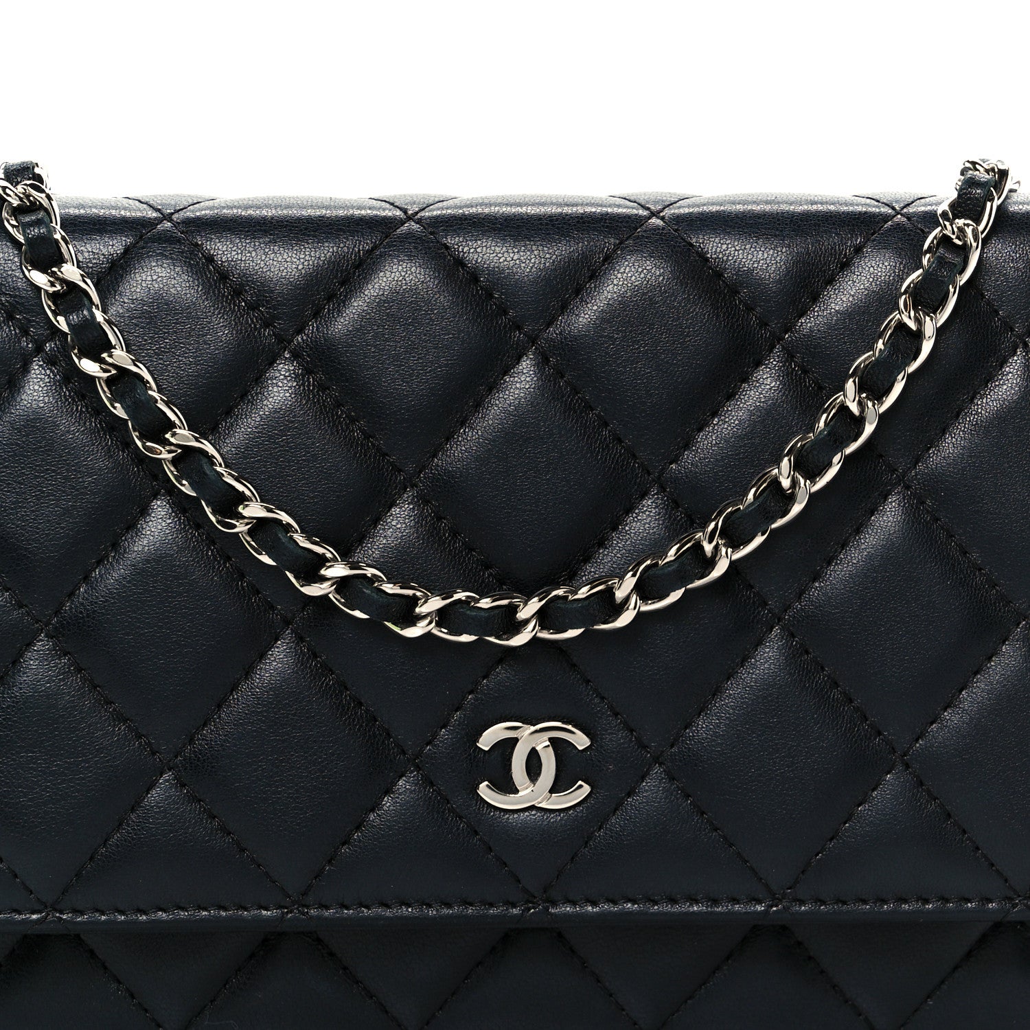 Chanel Lambskin Quilted Wallet On Chain WOC Black 17 of 24