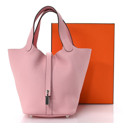 Hermes Taurillon Clemence Picotin Lock 18 PM Rose Sakura 11 of 11