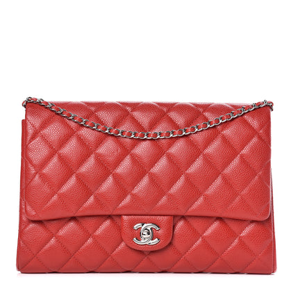 Chanel Caviar Quilted Clutch With Chain Flap Red 1 of 9