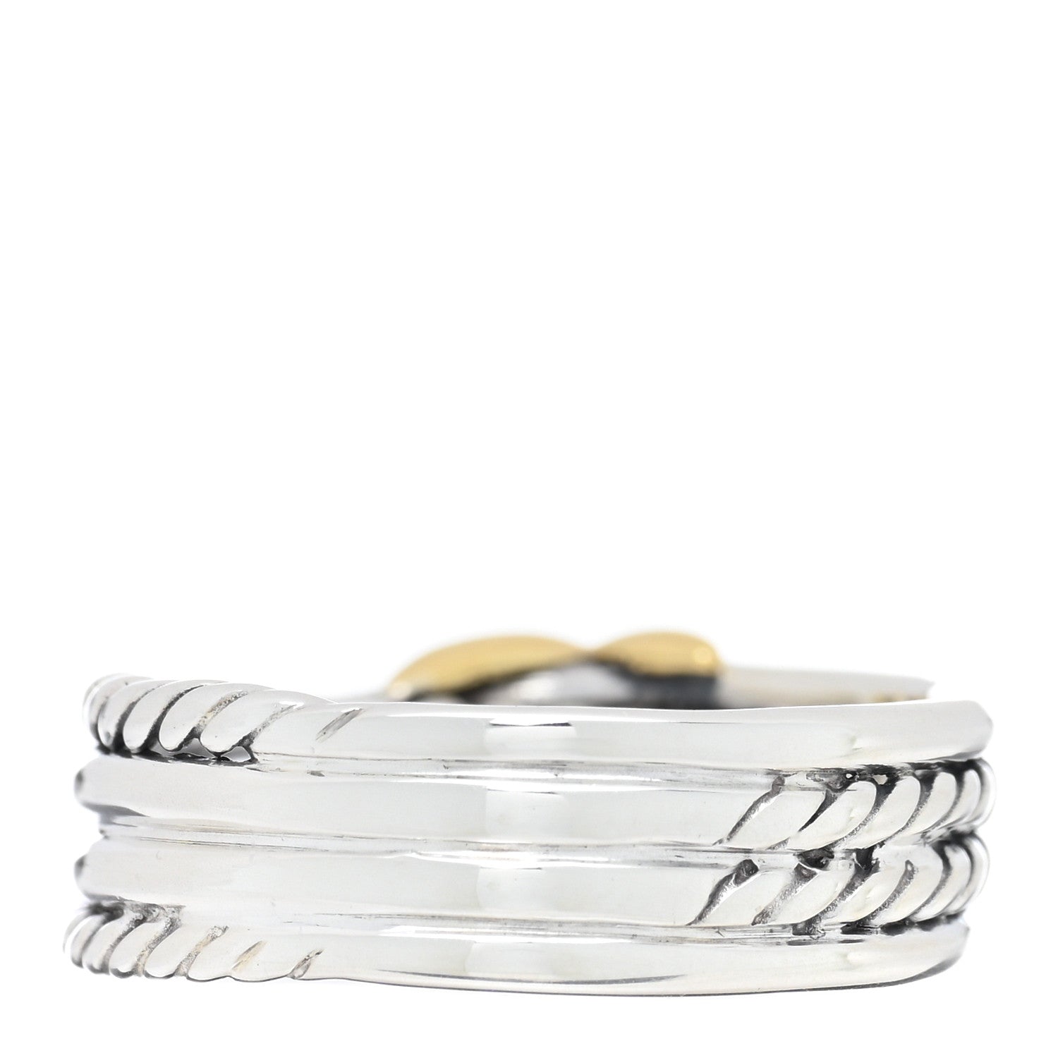 David Yurman Sterling Silver 18K Yellow Gold 6mm X Crossover Ring 54 7 3 of 4