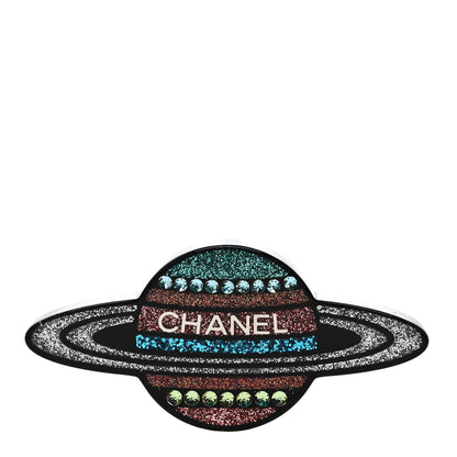 Chanel Glittered Resin Strass Planet Brooch Silver Blue Pink 1 of 3