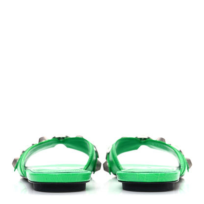 Balenciaga Agneau Arena Cagole Flat Slide Sandals 37 Vivid Green 6 of 10