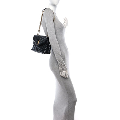 Saint Laurent Calfskin Y Quilted Monogram Small Loulou Chain Satchel Black 3 of 11